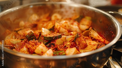 Korean making kimchi