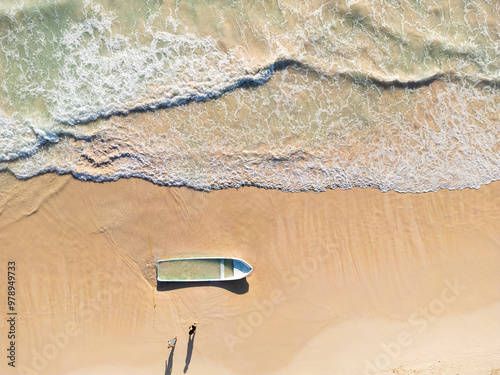 Aerial View of Abandoned Boat at Riviera Maya, Tulum, Quintana Roo, Mexico photo