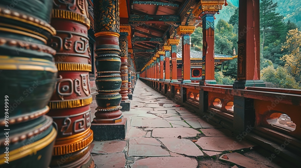 Fototapeta premium Nepalese prayer wheel in temple