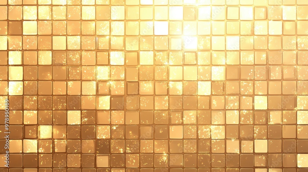 Fototapeta premium Golden Square Tile Mosaic Background Texture