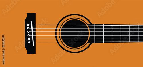 guitaGuitar body, acoustic music. Acoustic guitar, six strings. World music day. Sound hole of acoustic string. Guitar terms - headstock, body, neck, bridge, fretboardr acoustic sign. World music day.