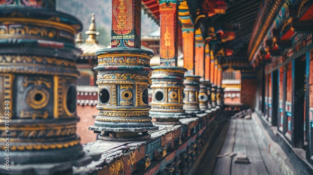 Obraz premium Nepalese prayer wheel in a temple