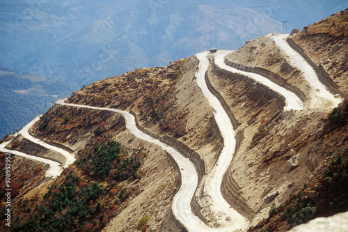 Aerial view of Sella pass, arunachal pradesh, india photo