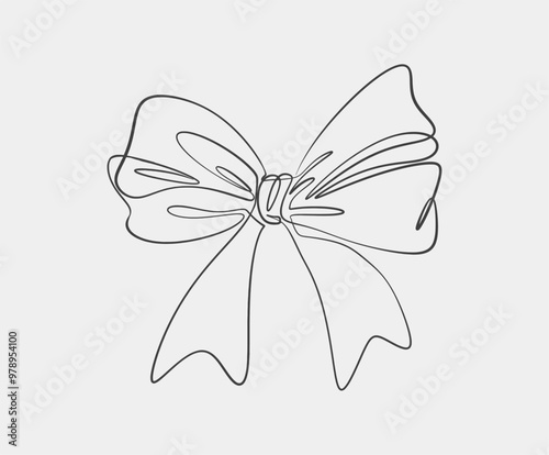A simple and elegant continuous line drawing of a bow, capturing minimalism and grace in a single fluid stroke.