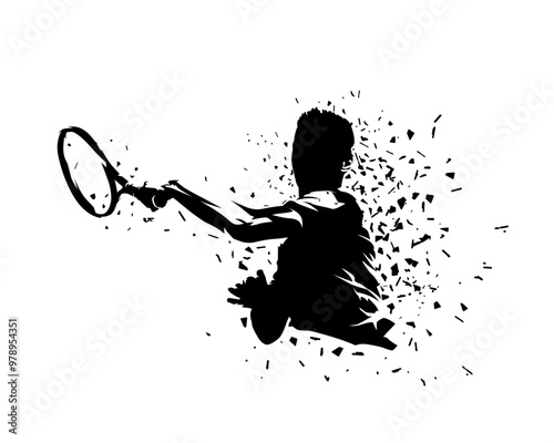 Obraz na płótnie Tennis player, abstract isolated vector silhouette, ink drawing w salonie