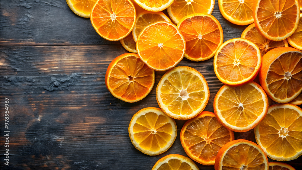 Delicious orange slices on a table viewed from above, orange, citrus, fruit, juicy, fresh, vibrant, slices Delicious orange slices on a table viewed from above, orange, citrus, fruit, juicy, fresh, vibrant, slices