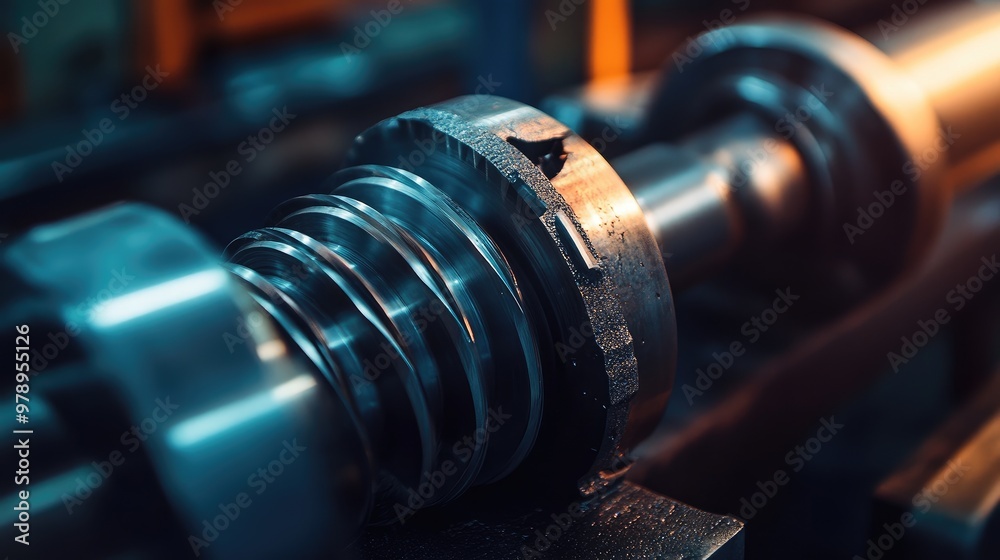 Metal cutting tools in a warehouse, close-up with industrial lighting highlighting the sharp edges and polished surface. Focus on texture, no people present. Metal cutting tools in a warehouse, close-up with industrial lighting highlighting the sharp edges and polished surface. Focus on texture, no people present.