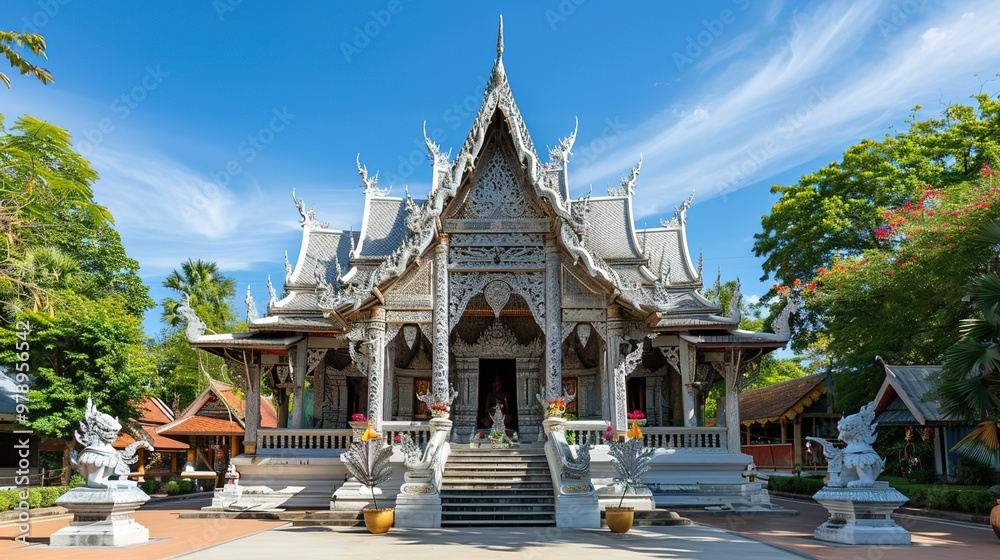 Naklejka premium Thailand temple wallpaper