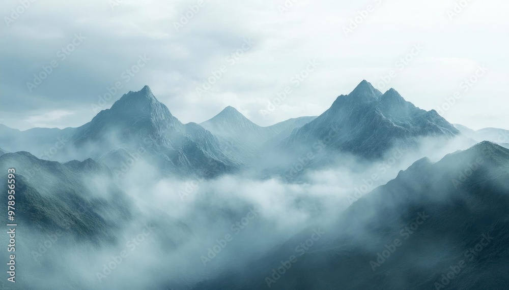Misty mountains on a cloudy day. Misty mountains on a cloudy day.