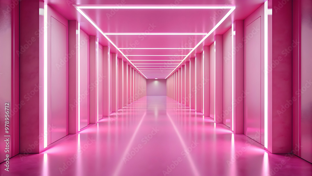 Pink arches corridor and wall with soft lighting for product promotion , rendering, backdrop, design, interior Pink arches corridor and wall with soft lighting for product promotion , rendering, backdrop, design, interior