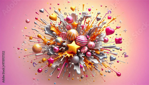 Bright-coloured Candy Splash Art for Background photo