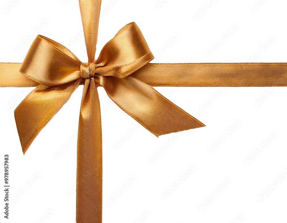 Goldene Geschenkband mit Schleife isoliert auf weißen Hintergrund, Freisteller Goldene Geschenkband mit Schleife isoliert auf weißen Hintergrund, Freisteller