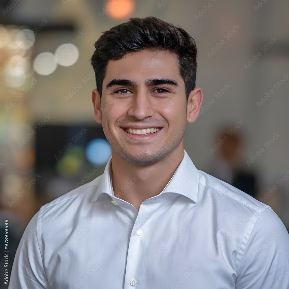 Smiling young man in white shirt Smiling young man in white shirt