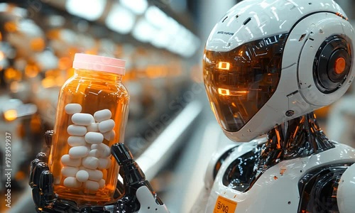 Robot Holding a Bottle of Pills