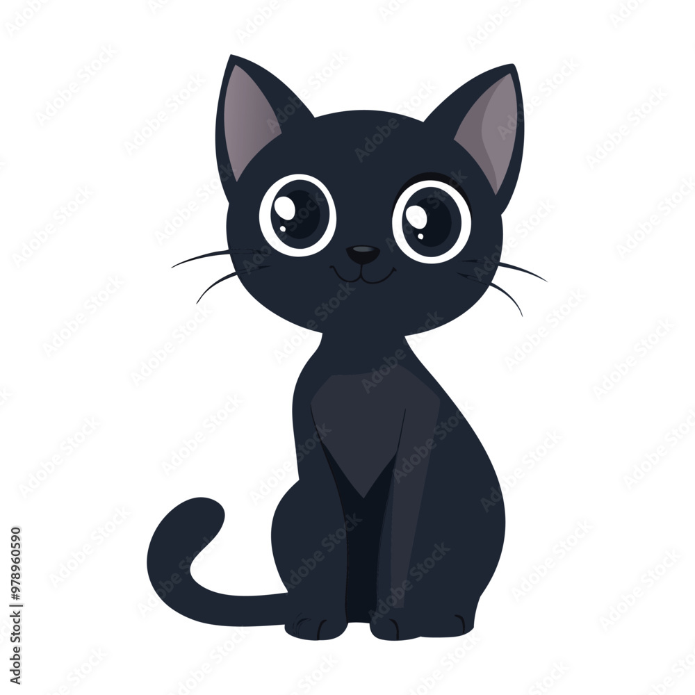 Fototapeta premium Cute Black Cat Halloween Vector Design Element, Cute Halloween Cat Vector Clipart Design.