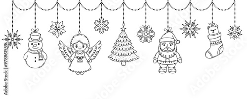 Christmas garland  on white background.