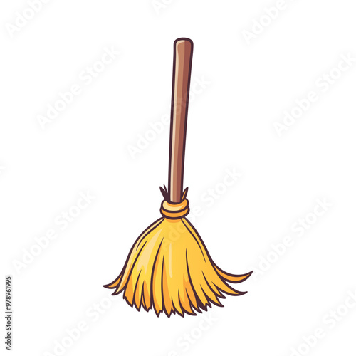 Cute Broomstick Vector Design, Halloween Witch Vector Design Elemen.