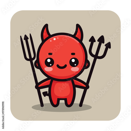 Cute Devil with a Pitchfork