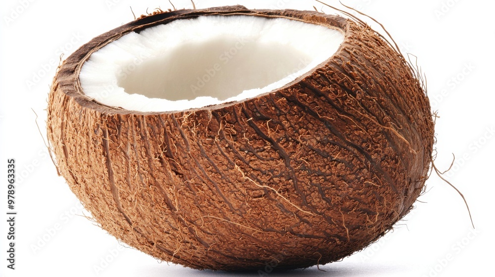 Two halves of coconut isolated on white background Two halves of coconut isolated on white background