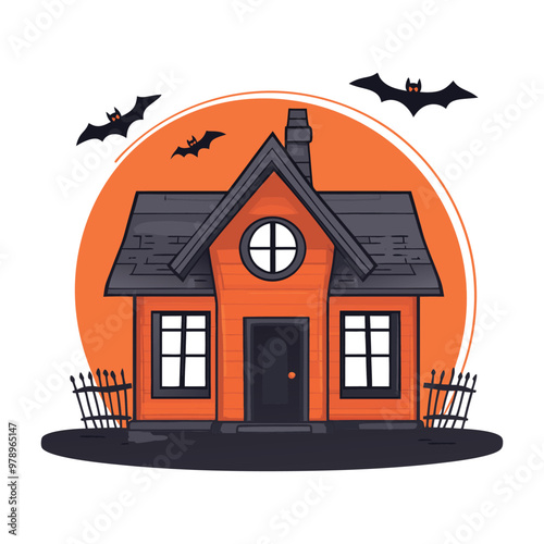 Halloween Haunted House Vector Design Elemen. photo