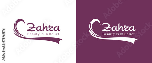 hijab logo template for headdress boutique or muslim store. with line art design style