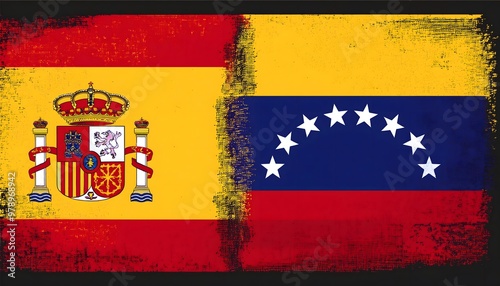 Flags of Spain and Venezuela