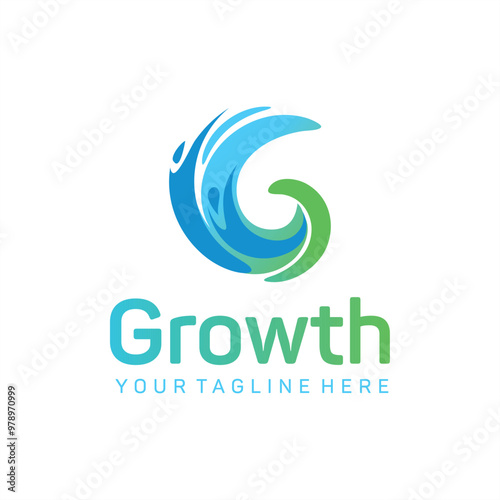 Letter G logo GROWTH design concept intertwining the concept of growth with team working together that evokes growth and prosperity