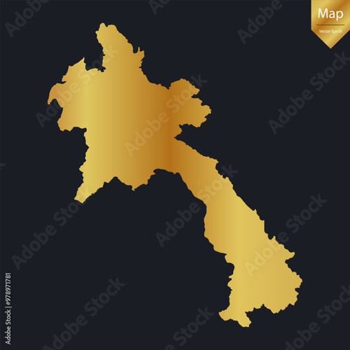 Abstract - High Detailed Gold Map of Laos. Vector illustration eps10.	
