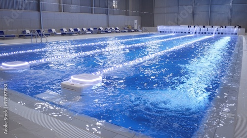 Indoor Swimming Pool with Water Jets and Lights photo