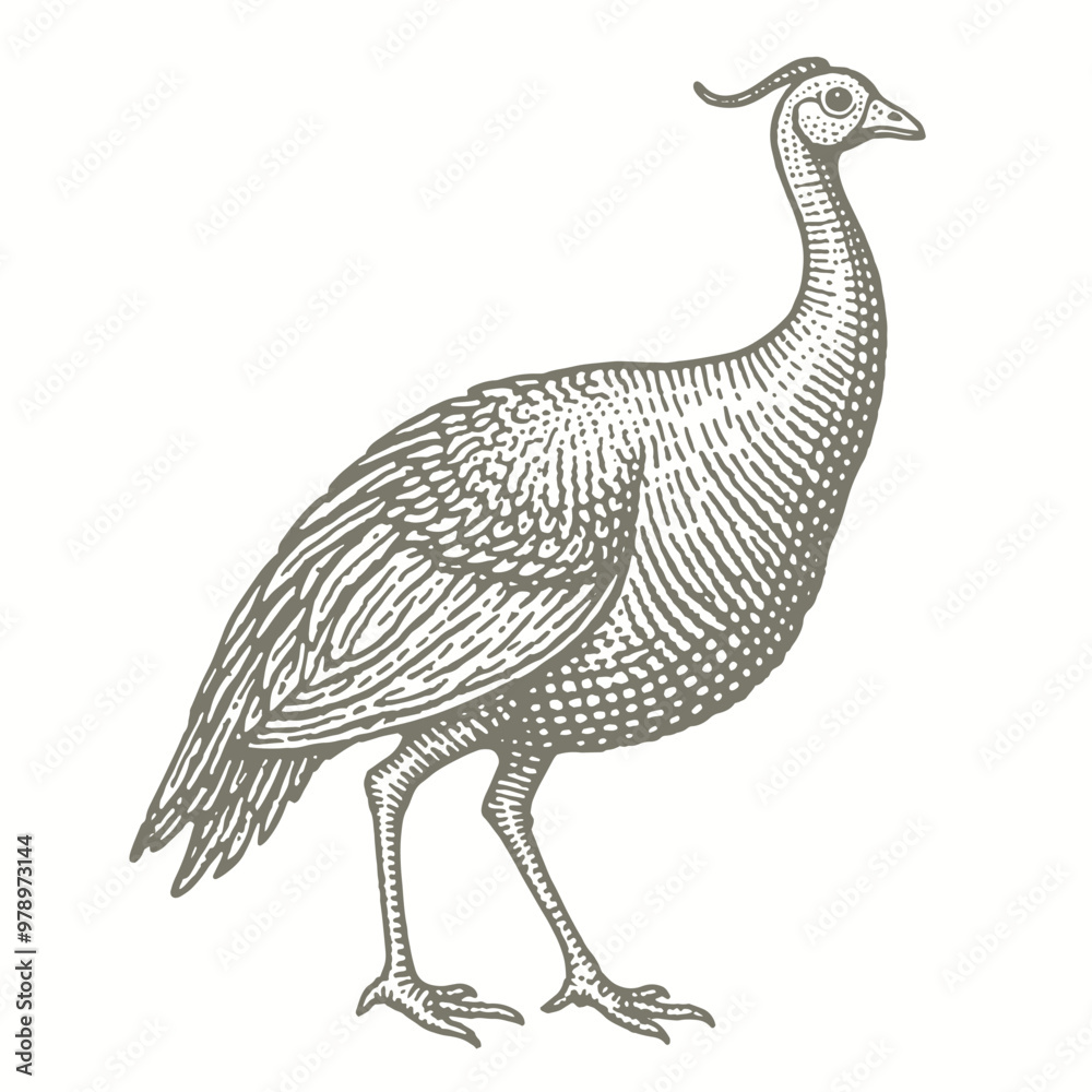 engraving of a drawing of a bird with long legs engraving of a drawing of a bird with long legs