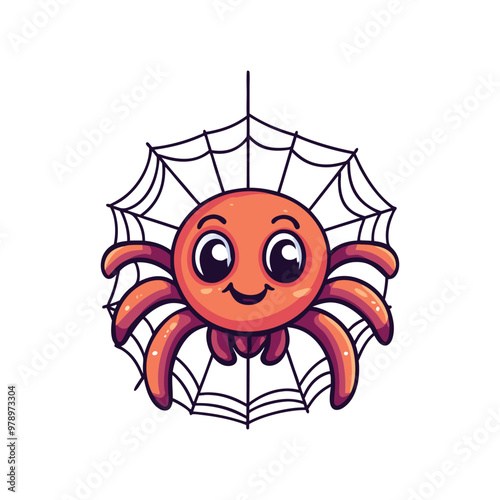 Cute Spider Halloween Vector Illustration, Halloween Vector Elements.