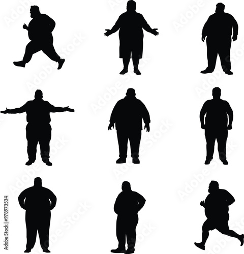 Silhouette of a fat man