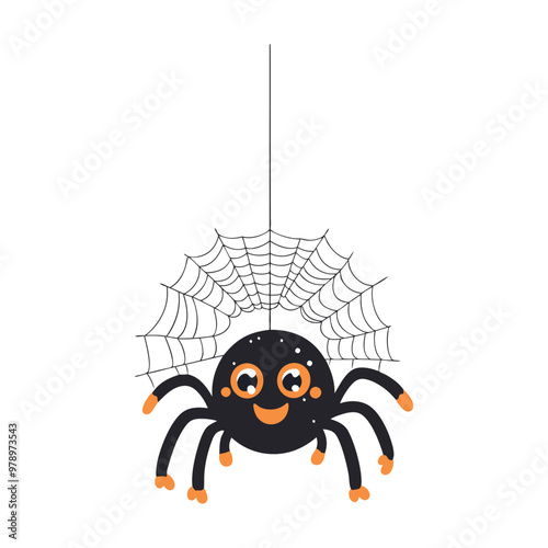 Cute Spider Halloween Vector Illustration, Halloween Vector Elements.