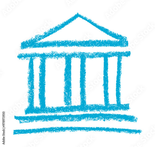 University Building School Related Icon Crayon Chalk Drawing
