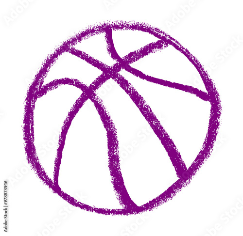 Basket Ball School Related Icon Crayon Chalk Drawing