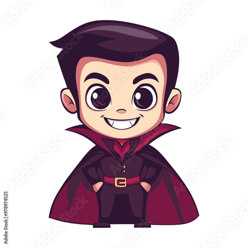 Cute Little Dracula Vampire, Halloween Vector Clipart Design.