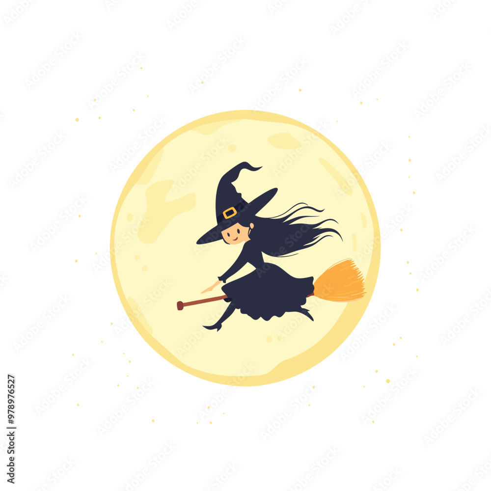Witch Flying Vector Design Halloween Clipart