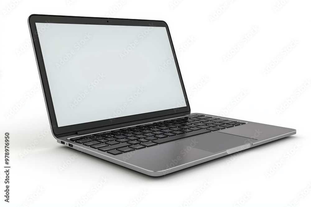 Laptop Mockup on Isolated white background created with Generative AI Laptop Mockup on Isolated white background created with Generative AI
