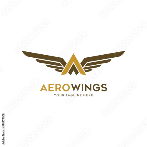 A and W letter logo with wing elements