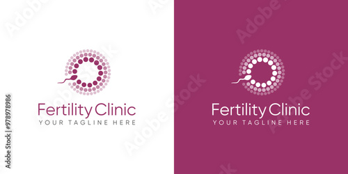 Fertility clinic logo. sperm symbols healthcare fertility pregnancy women. logo design vector.