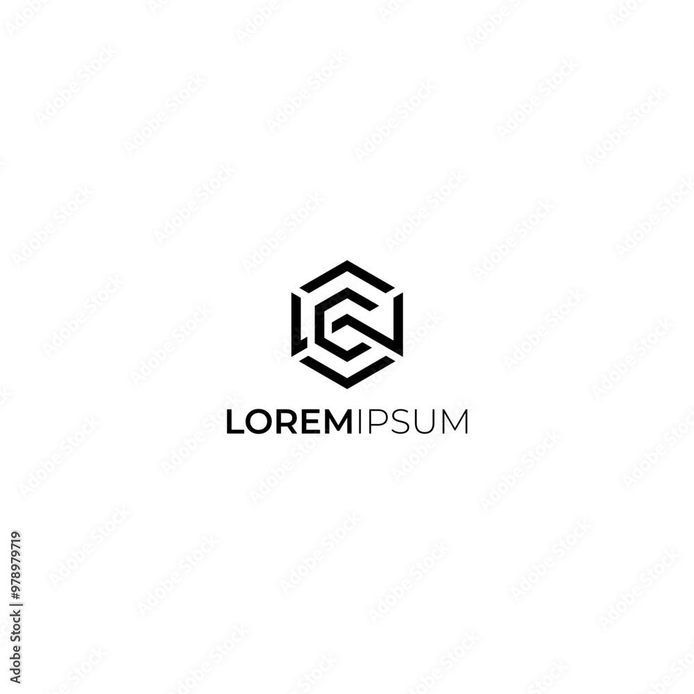 modern letter cw hexagon logo design