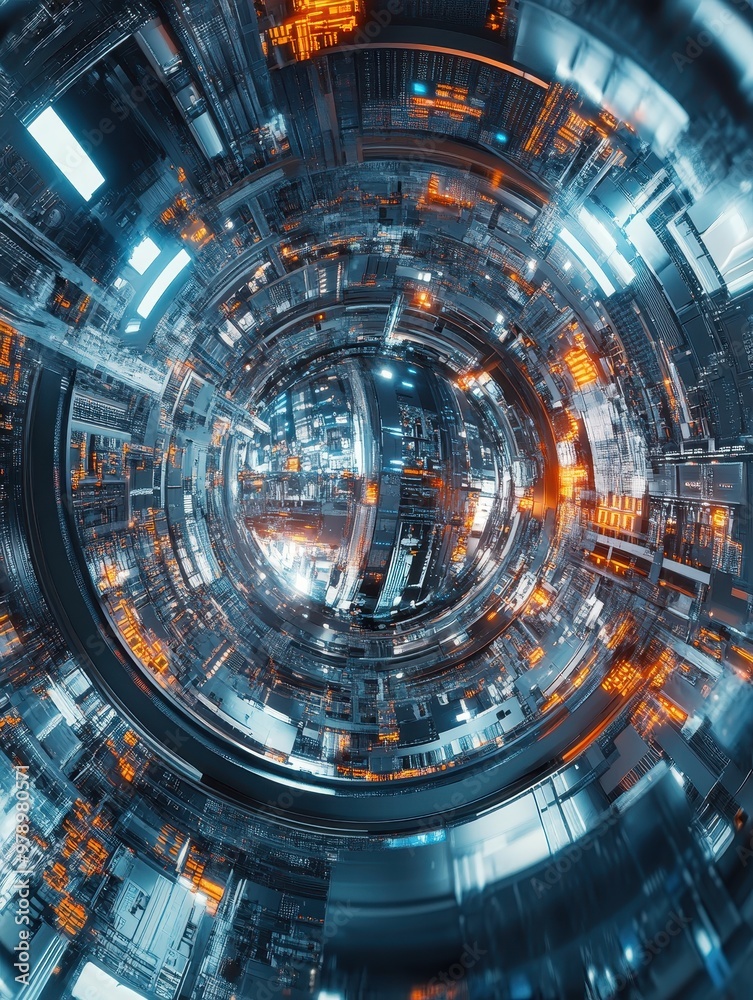 Fototapeta premium Futuristic Cyberspace Tunnel