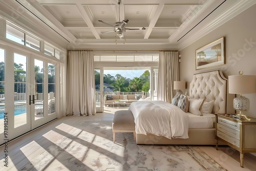 Interior master bedroom of residential house in florida