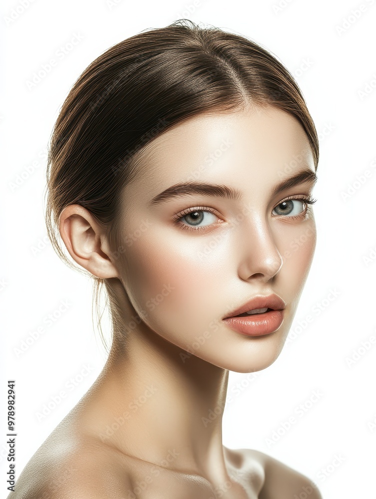 Obraz premium Beautiful Woman with Natural Makeup and Smooth Skin