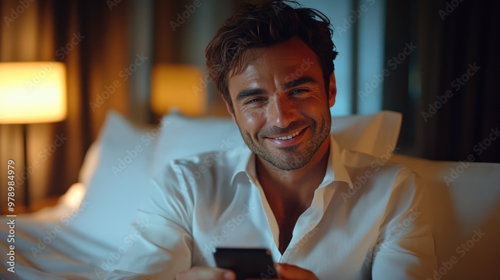 Man Scrolling on Phone Before Sleep Man Scrolling on Phone Before Sleep