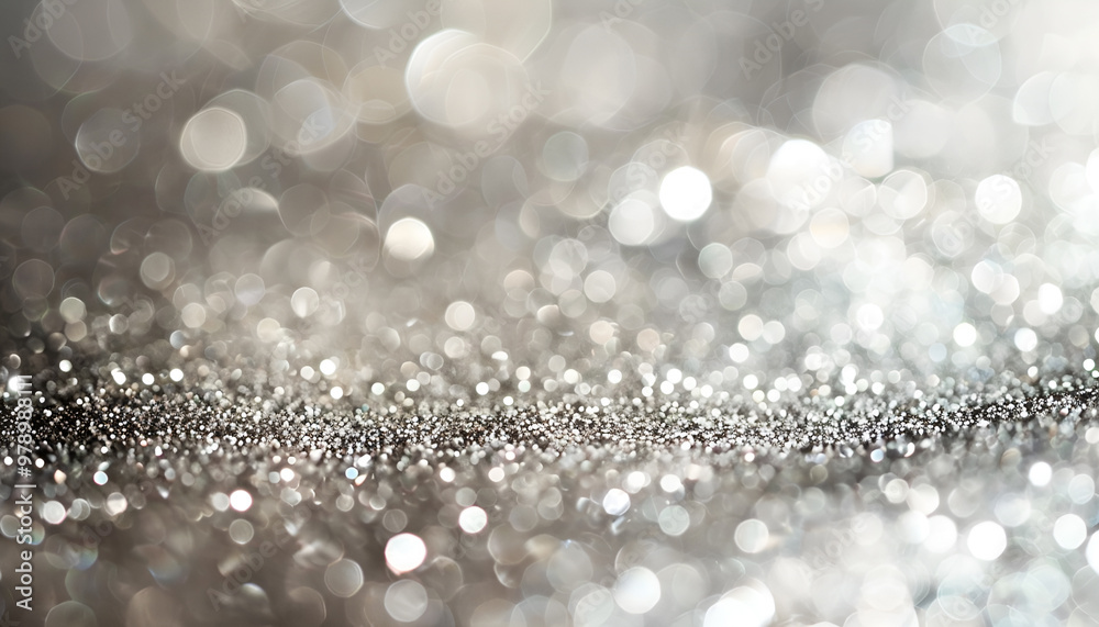 Shiny silver background with magical bokeh effect Shiny silver background with magical bokeh effect