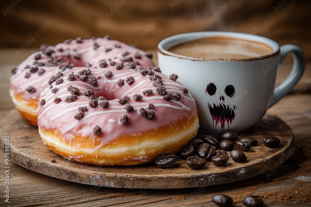 donut horror scary with icing for halloween. ai generated