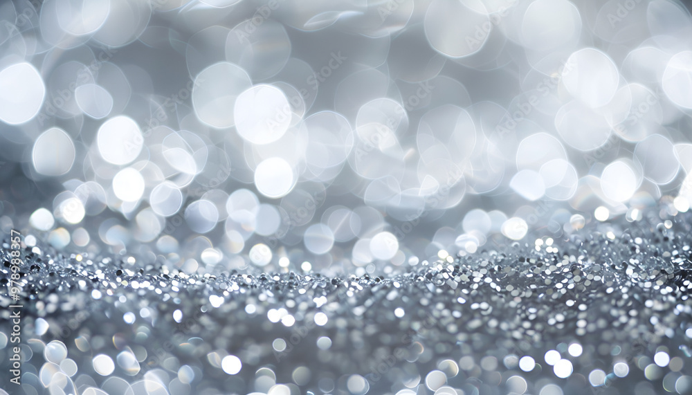 Shiny silver background with magical bokeh effect