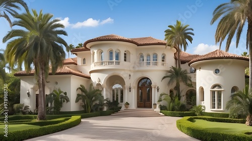 Magnificent mansion with luxurious features and an exquisite Spanish design situated in a green residential tract. Magnificent palm trees surround the property, which is guarded by a privacy gate. Vie