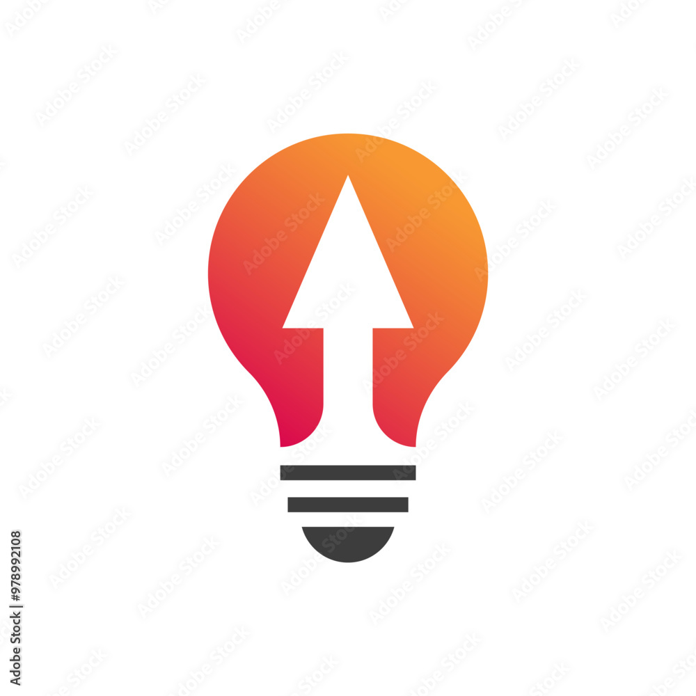 Simple electrical bulb with arrow symbol logo. Simple electrical bulb with arrow symbol logo.